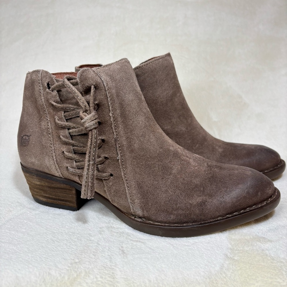 Born Ankle Boots Women's Leather Lace Accent Booties Size 6